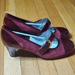 Aerosoles dark red Mary Jane-style pumps.